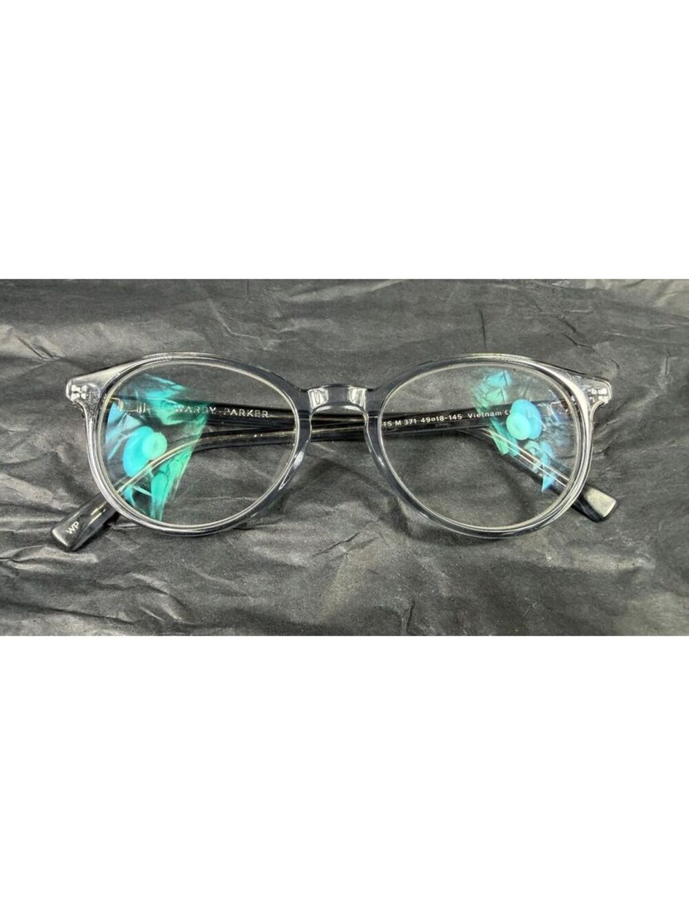 Warby Parker Watts M 371 Eyeglasses 49-18-145 Clear Gray Round Keyhole Frames